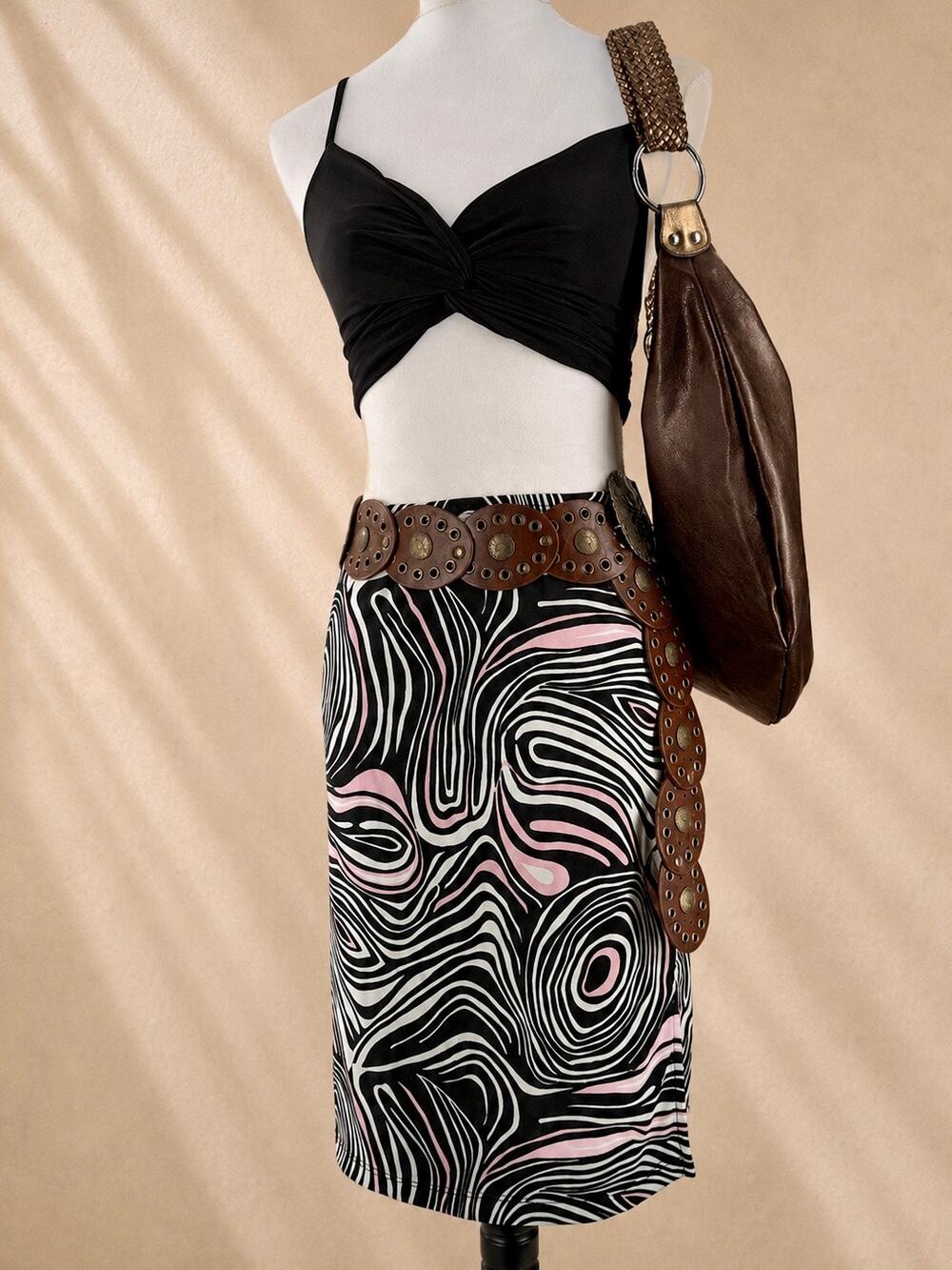 BCBG Paris Y2K Psychedelic Swirl Midi Skirt XS